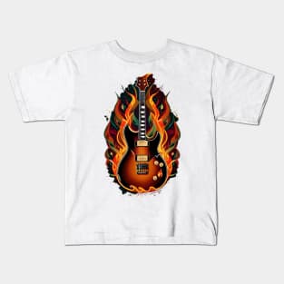 Electric Guitar on fire 3 Kids T-Shirt